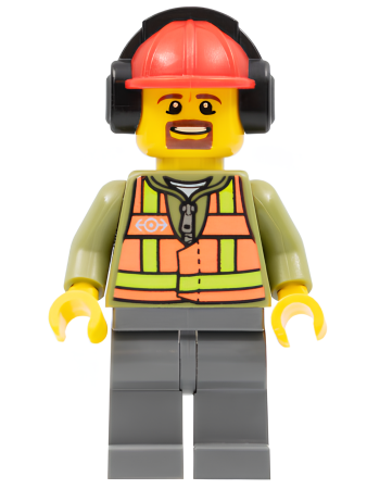 Минифигурка Lego Light Orange Safety Vest, Dark Bluish Gray Legs trn238 U